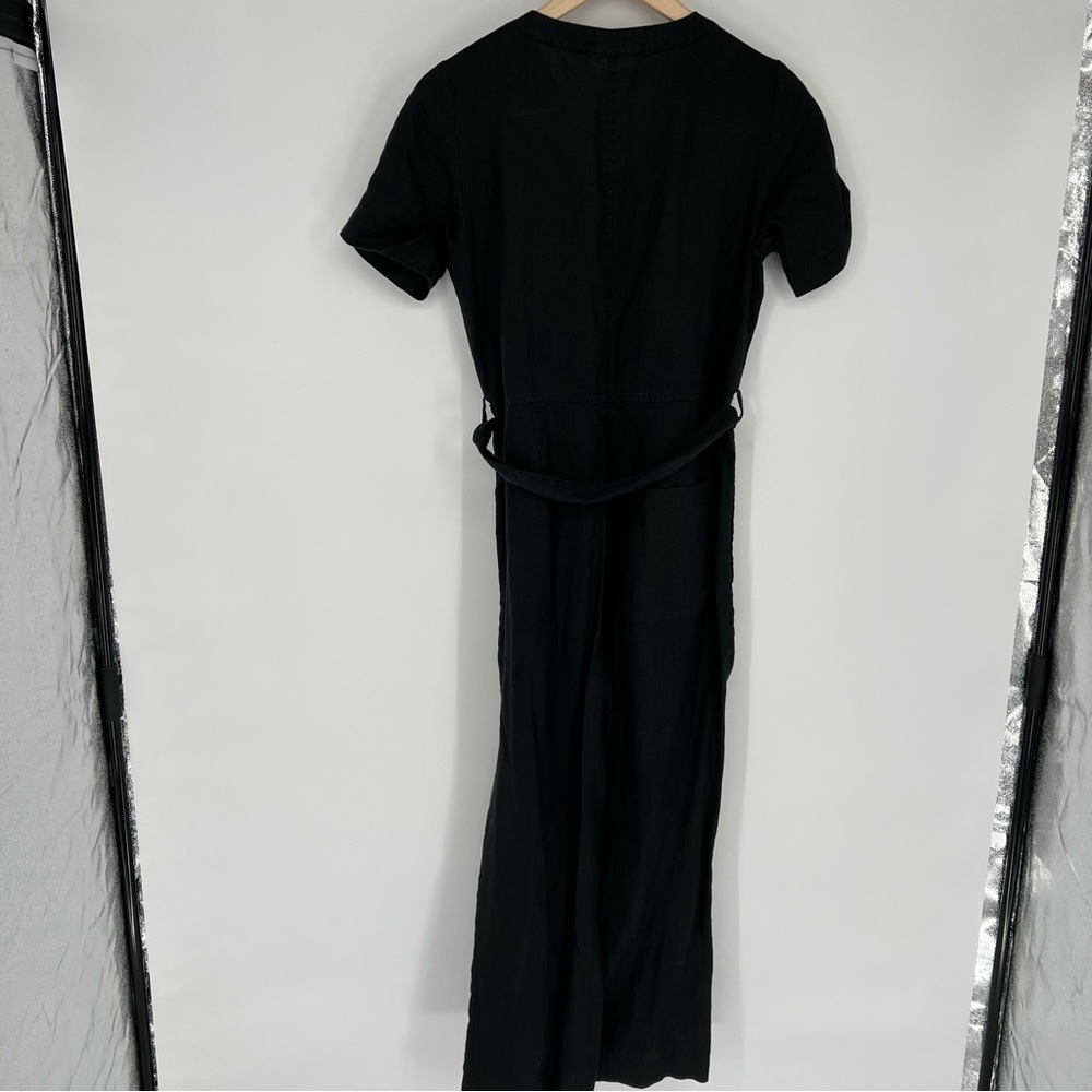 EVERLANE Women's The 100% Linen Short-Sleeve‎ Jumpsuit Size 0 Black - Picture 8 of 14
